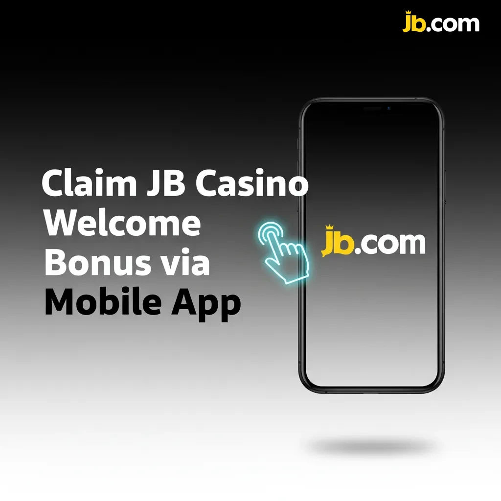 Smartphone showing JB Casino app steps: download, sign up, verify, opt in, deposit, track wagering for welcome bonus.