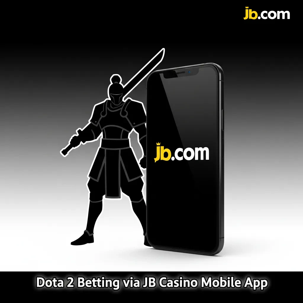 JB Casino mobile app for Dota 2 betting with live odds, stats, cash-out, and stake entry on a smartphone screen.