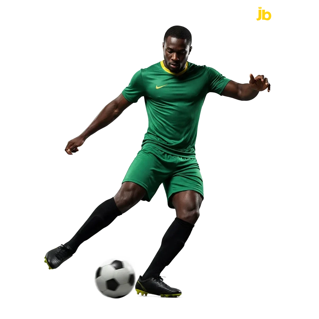 JB Casino Ghana football betting banner with odds, in-play markets, mobile/desktop access, quick payouts, welcome bonus.